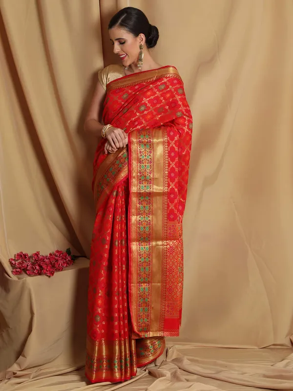 Dark_Pink_Cotton_Silk_Premium_&_Elegant_Banarasi_Saree_With_Blouse_Piece_For_Women
