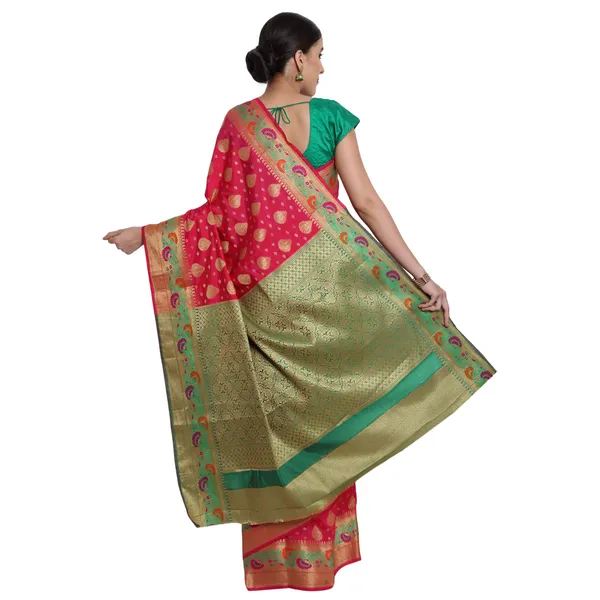 Pink_Cotton_Silk_Premium_&_Elegant_Banarasi_Saree_With_Blouse_Piece_For_Women
