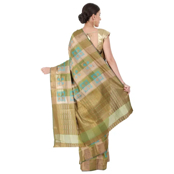 Beige_&_Green_Cotton_Silk_Premium_&_Elegant_Banarasi_Saree_With_Blouse_Piece_For_Women