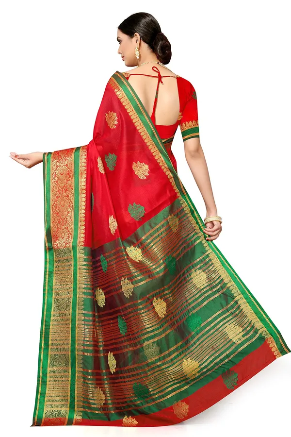 Red_Green_Cotton___Premium_&_Elegant_(_Bollywood_Style_)_Saree_With_Blouse_Piece_For_Women