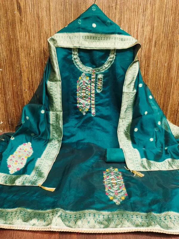 Sea_Green_Banarasi_Silk_Jacquard_Salwar_Suit_Dress_Material_With_Zardosi_Handwork_&_Placement_Woven_Dupatta_Unstitched
