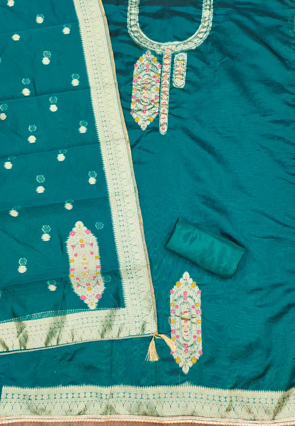 Sea_Green_Banarasi_Silk_Jacquard_Salwar_Suit_Dress_Material_With_Zardosi_Handwork_&_Placement_Woven_Dupatta_Unstitched