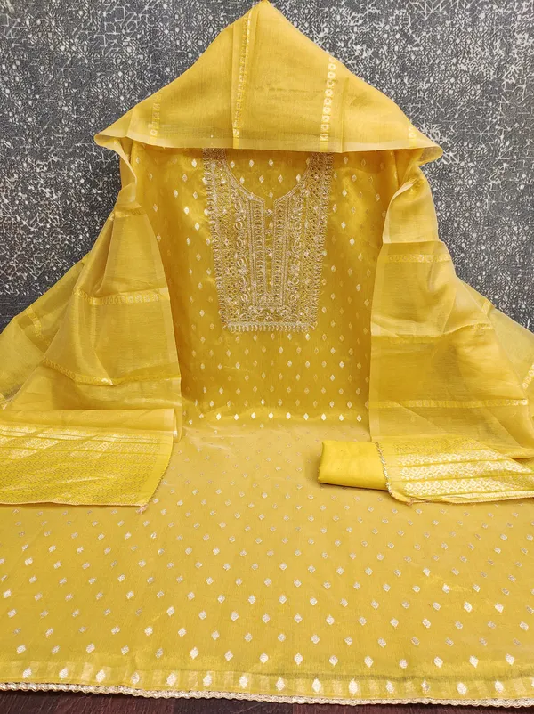 Yellow_Premium_Simmer_Butti_Salwar_Suit_Dress_Material_With_Golden_Neck_Work_&_Jacquard_Dupatta_Unstitched