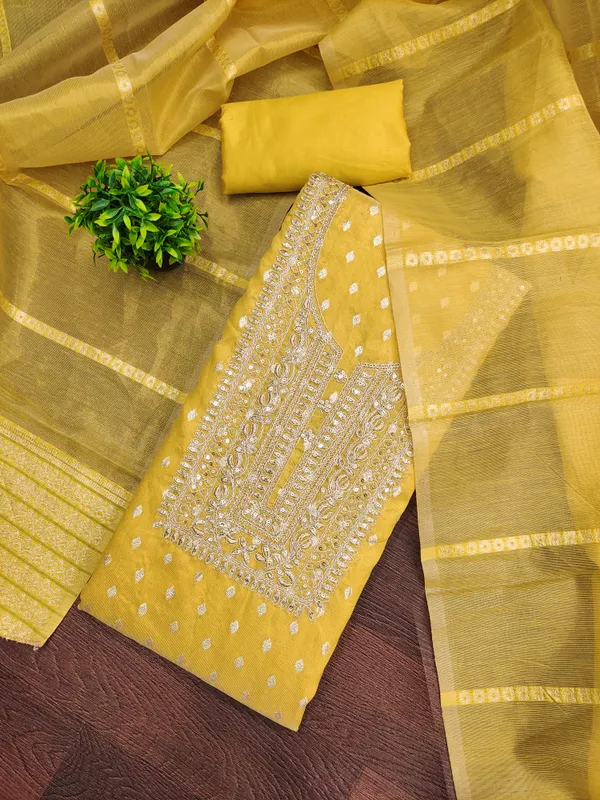 Yellow_Premium_Simmer_Butti_Salwar_Suit_Dress_Material_With_Golden_Neck_Work_&_Jacquard_Dupatta_Unstitched