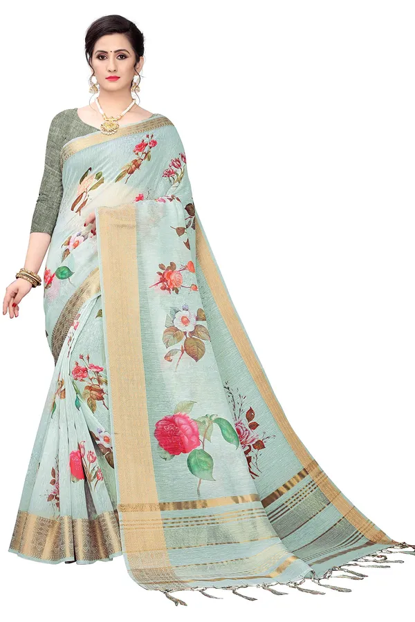 Light_Blue_Cotton___Jacquard_Premium_&_Elegant_Digital_Print_Jacquard_Saree_With_Blouse_Piece_For_Women