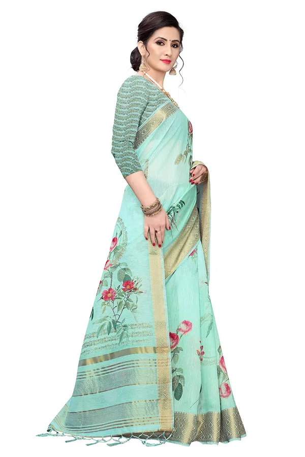 Light_Green_Cotton___Jacquard_Premium_&_Elegant_Digital_Print_Jacquard_Saree_With_Blouse_Piece_For_Women