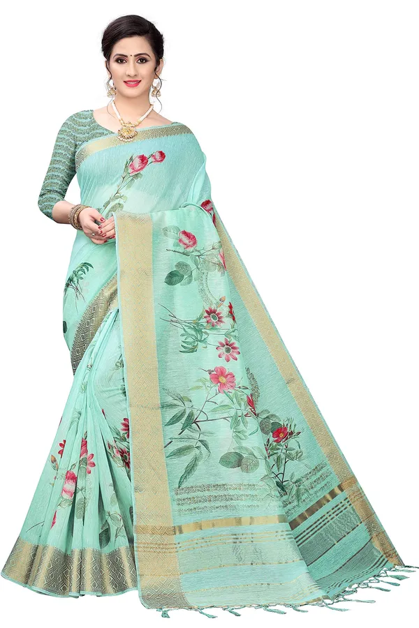 Light_Green_Cotton___Jacquard_Premium_&_Elegant_Digital_Print_Jacquard_Saree_With_Blouse_Piece_For_Women