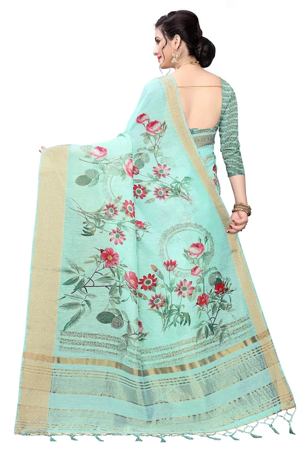 Light_Green_Cotton___Jacquard_Premium_&_Elegant_Digital_Print_Jacquard_Saree_With_Blouse_Piece_For_Women