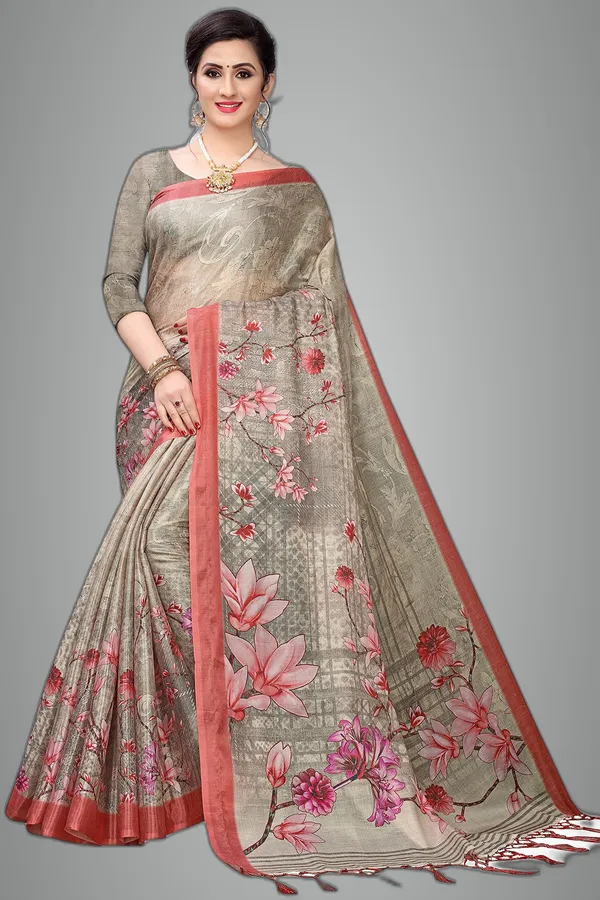 Charcoal_Grey_Cotton___Jacquard_Premium_&_Elegant_Digital_Print_Jacquard_Saree_With_Blouse_Piece_For_Women