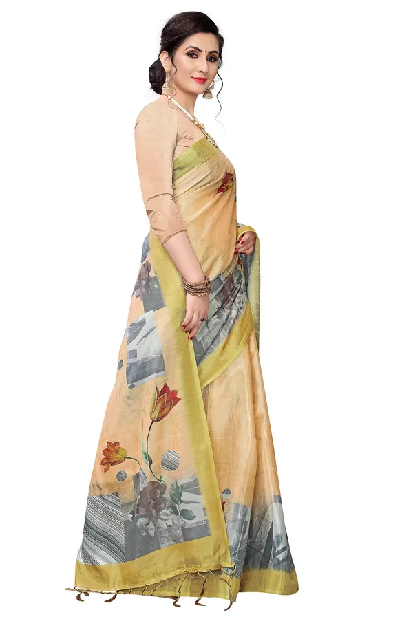 Beige_Cotton___Jacquard_Premium_&_Elegant_Digital_Print_Saree_With_Blouse_Piece_For_Women