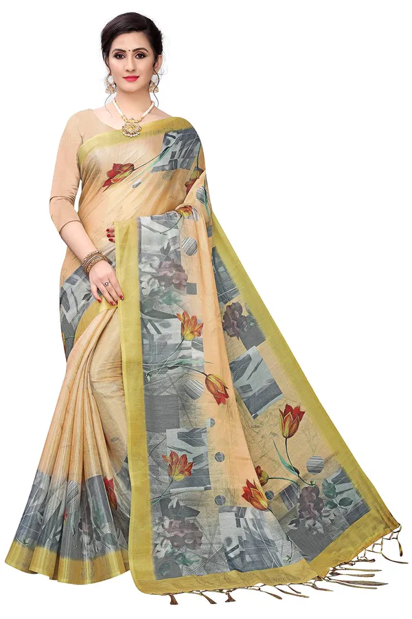 Beige_Cotton___Jacquard_Premium_&_Elegant_Digital_Print_Saree_With_Blouse_Piece_For_Women