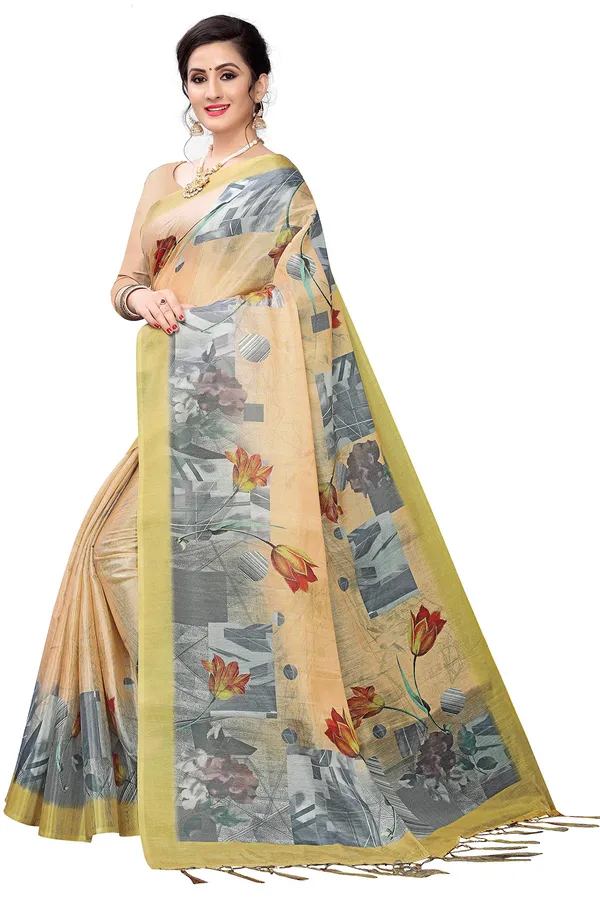 Beige_Cotton___Jacquard_Premium_&_Elegant_Digital_Print_Saree_With_Blouse_Piece_For_Women