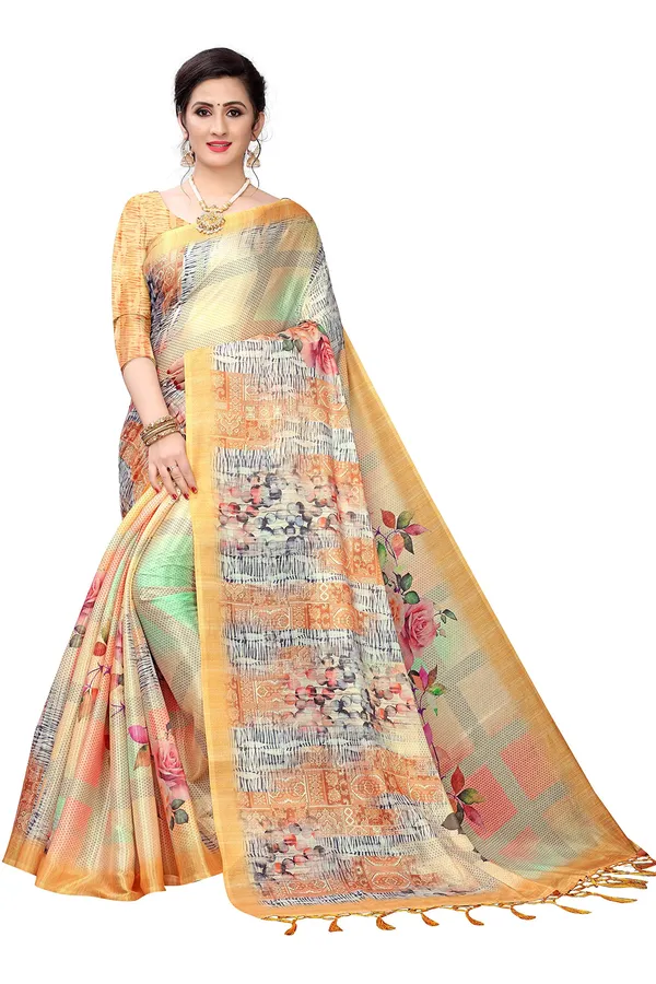 Yellow_Cotton___Jacquard_Premium_&_Elegant_Digital_Print_Jacquard_Saree_With_Blouse_Piece_For_Women