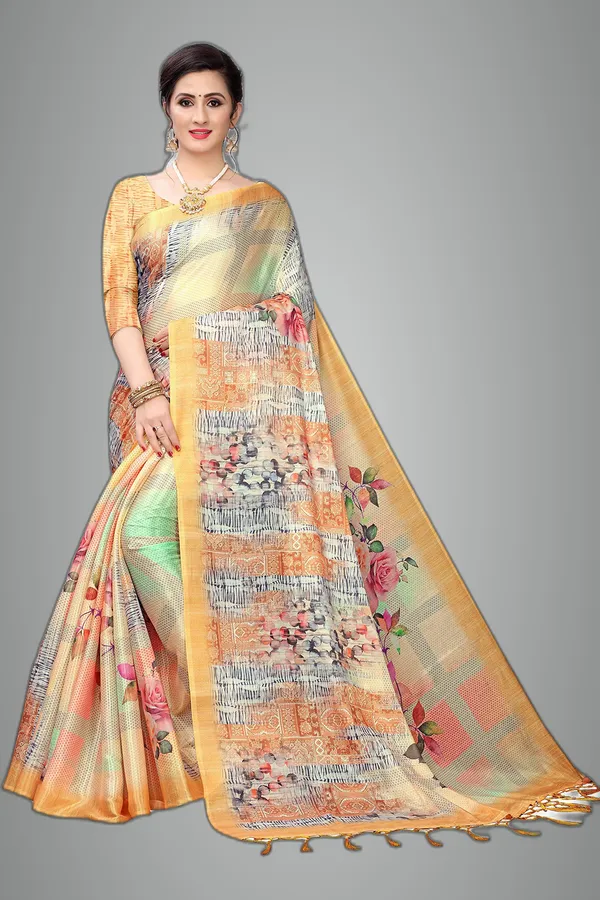 Yellow_Cotton___Jacquard_Premium_&_Elegant_Digital_Print_Jacquard_Saree_With_Blouse_Piece_For_Women