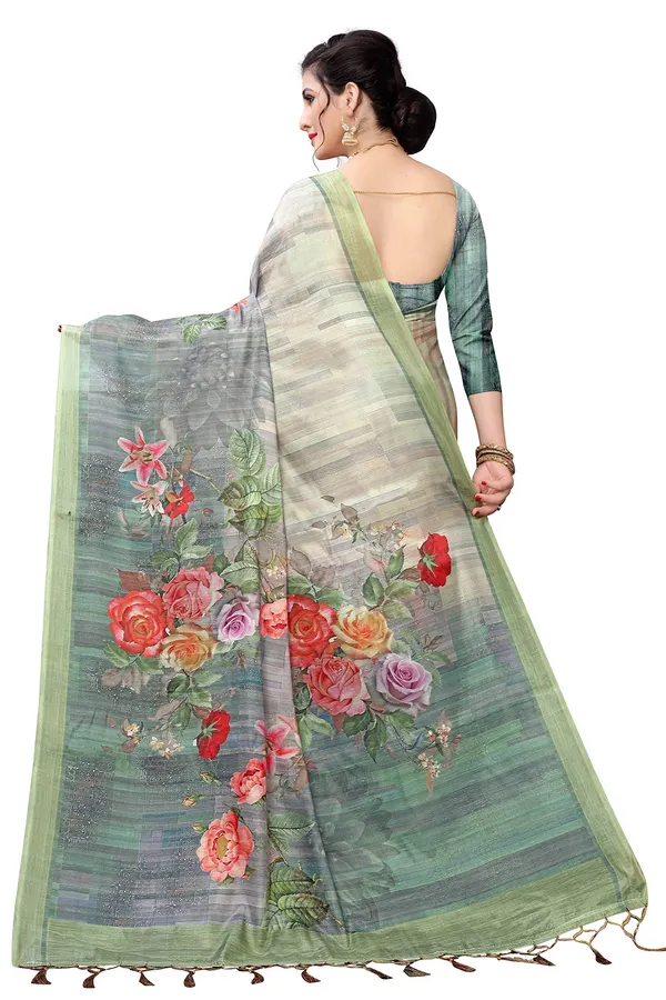 Dark_Green_Cotton___Jacquard_Premium_&_Elegant_Digital_Print_Jacquard_Saree_With_Blouse_Piece_For_Women