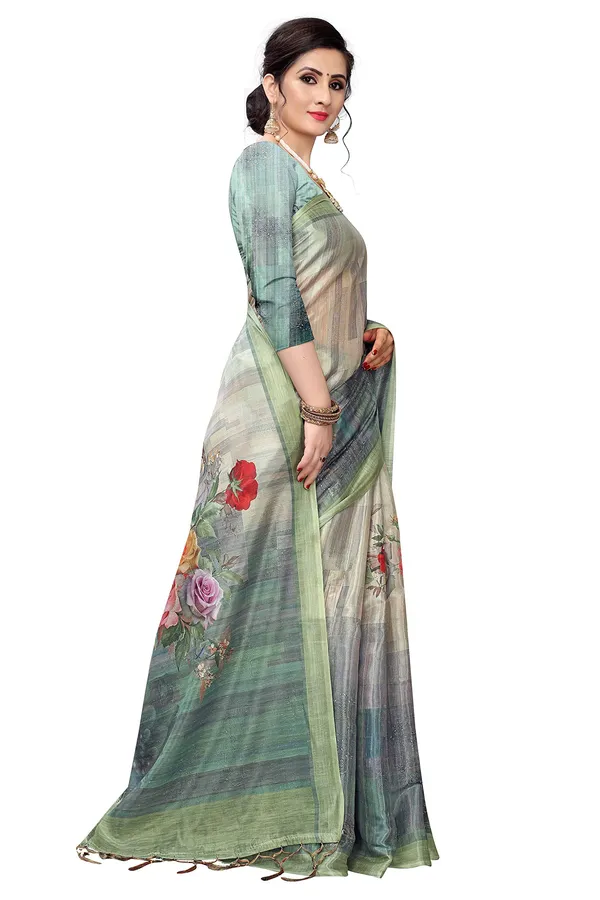 Dark_Green_Cotton___Jacquard_Premium_&_Elegant_Digital_Print_Jacquard_Saree_With_Blouse_Piece_For_Women