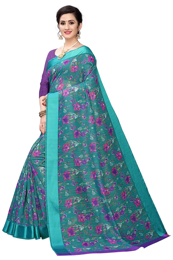 Dark_Green_Cotton___Jacquard_Premium_&_Elegant_Digital_Print_Jacquard_Saree_With_Blouse_Piece_For_Women
