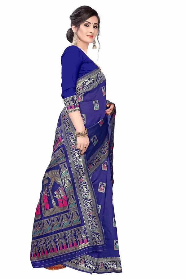 Blue_Silk_Jacquard_Premium_&_Elegant_(_Jacquard_)_Banarasi_Saree_With_Blouse_Piece_For_Women