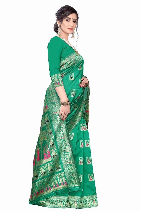 Green_Silk_Jacquard_Premium_&_Elegant_(_Jacquard_)_Banarasi_Saree_With_Blouse_Piece_For_Women