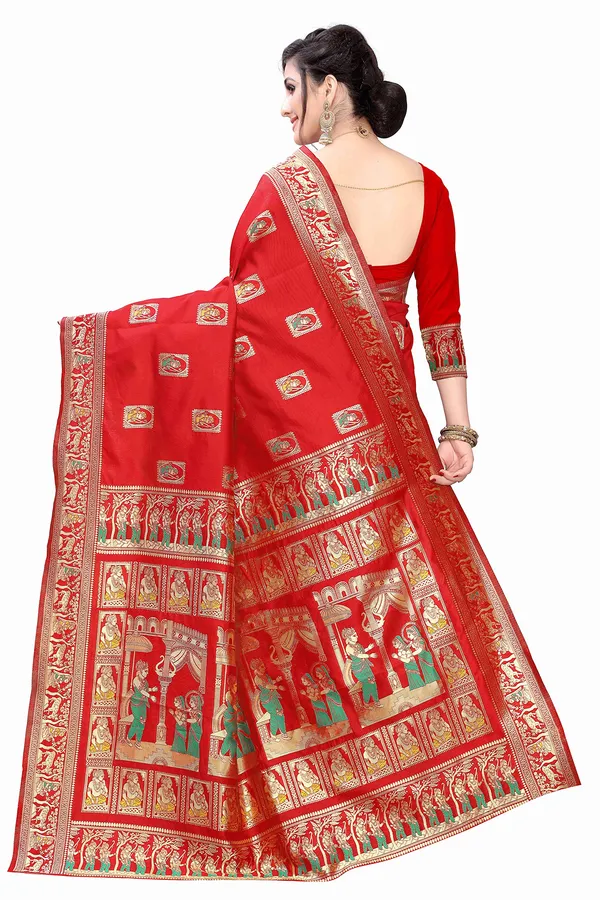 Red_Silk_Jacquard_Premium_&_Elegant_(_Jacquard_)_Banarasi_Saree_With_Blouse_Piece_For_Women