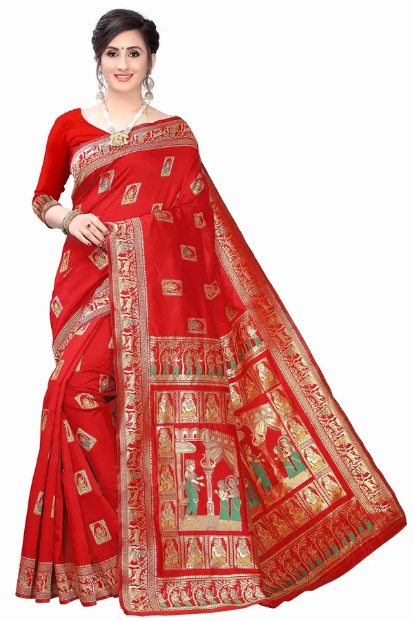 Red_Silk_Jacquard_Premium_&_Elegant_(_Jacquard_)_Banarasi_Saree_With_Blouse_Piece_For_Women