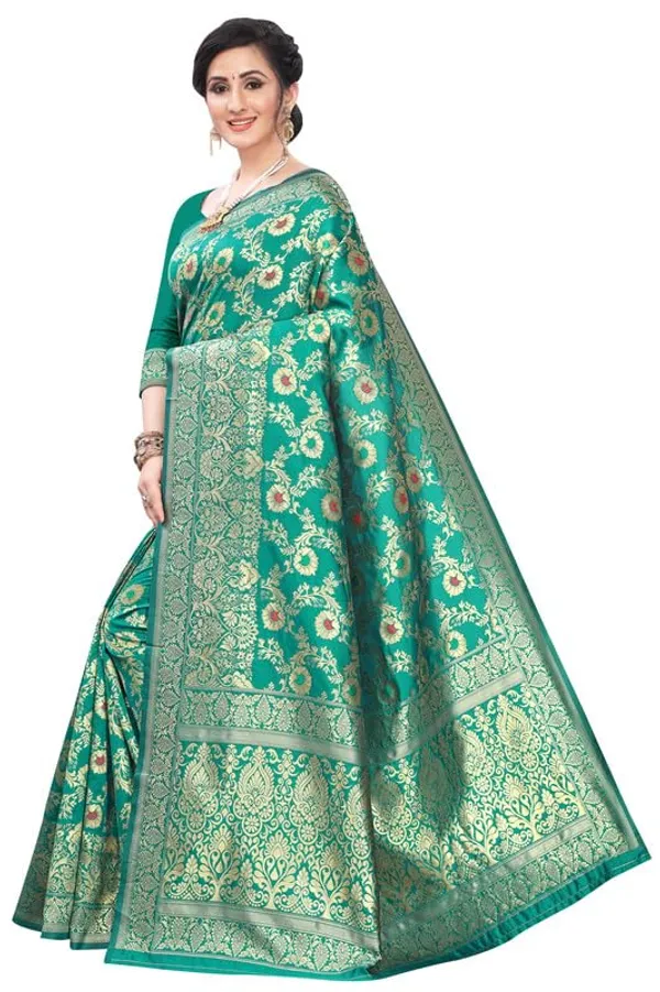 Multicolor_Silk___Premium_&_Elegant_(_Golden_Zari_Pallu_Patola_Ethnic_Motif_)_Banarasi_Saree_With_Blouse_Piece_For_Women