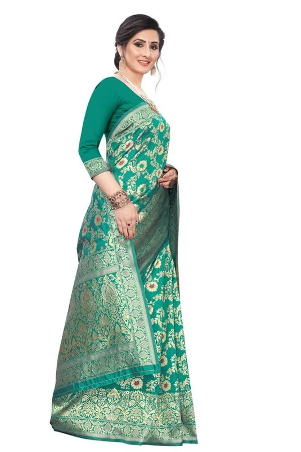Multicolor_Silk___Premium_&_Elegant_(_Golden_Zari_Pallu_Patola_Ethnic_Motif_)_Banarasi_Saree_With_Blouse_Piece_For_Women