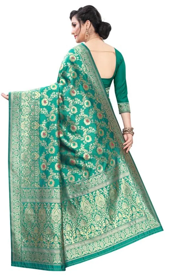 Multicolor_Silk___Premium_&_Elegant_(_Golden_Zari_Pallu_Patola_Ethnic_Motif_)_Banarasi_Saree_With_Blouse_Piece_For_Women