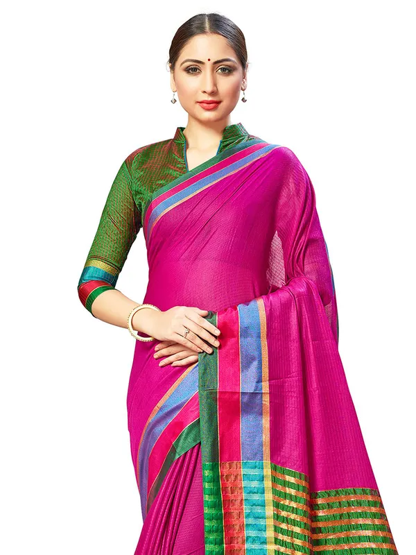 Pink_Cotton_Silk_Premium_&_Elegant_Saree_Saree_With_Blouse_Piece_For_Women
