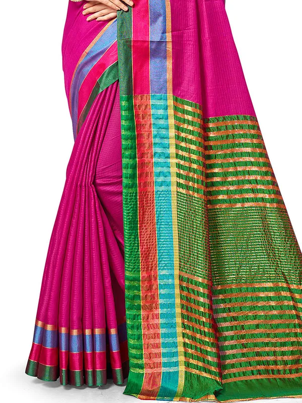 Pink_Cotton_Silk_Premium_&_Elegant_Saree_Saree_With_Blouse_Piece_For_Women