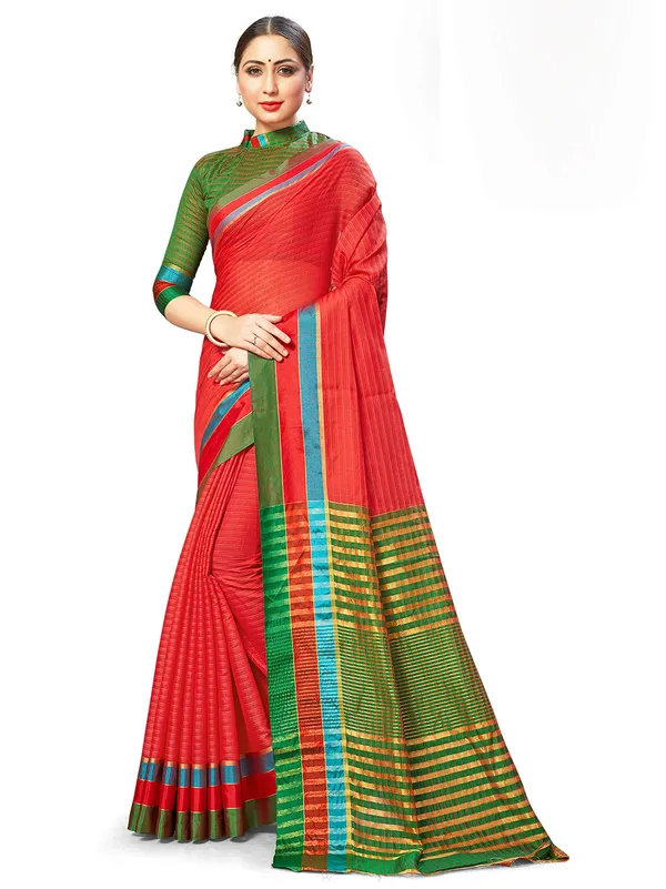 Magenta_Cotton_Silk_Premium_&_Elegant_Saree_Saree_With_Blouse_Piece_For_Women