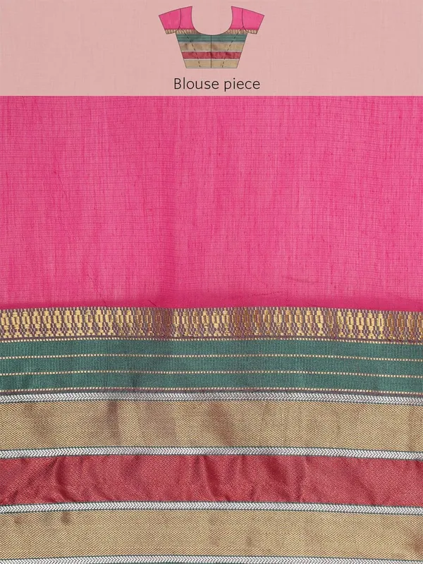 Pink_Cotton_Silk_Premium_&_Elegant_(_Jacquard_Thread_Work_)_Kota_Doria_Banarasi_Saree_With_Blouse_Piece_For_Women