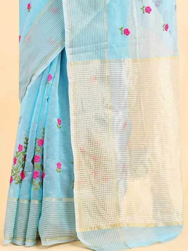 Blue_Super_Net_Premium_&_Elegant_(_Embroidered_Floral_Thread_Work,_Ethnic_Motifs,_Zari_Strip_Border_&_Pallu_)_Saree_Saree_With_Blouse_Piece_For_Women