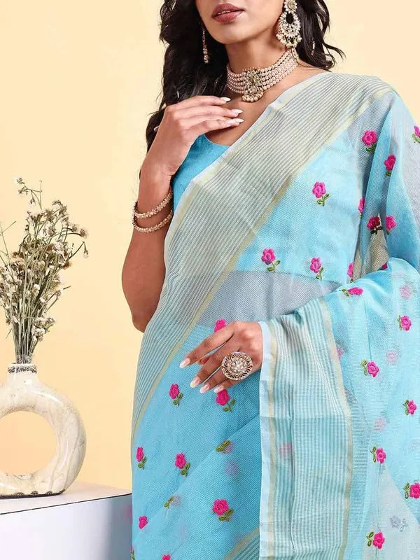 Blue_Super_Net_Premium_&_Elegant_(_Embroidered_Floral_Thread_Work,_Ethnic_Motifs,_Zari_Strip_Border_&_Pallu_)_Saree_Saree_With_Blouse_Piece_For_Women