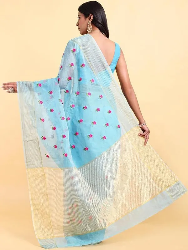Blue_Super_Net_Premium_&_Elegant_(_Embroidered_Floral_Thread_Work,_Ethnic_Motifs,_Zari_Strip_Border_&_Pallu_)_Saree_Saree_With_Blouse_Piece_For_Women