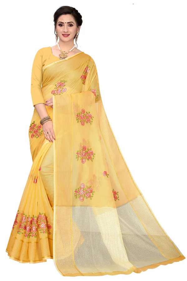 Yellow_Super_Net_Premium_&_Elegant_(_Embroidered_)_Saree_Saree_With_Blouse_Piece_For_Women
