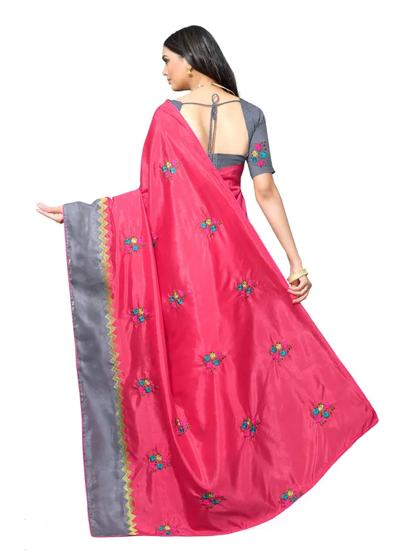 Pink_Silk_Premium_&_Elegant_(_Embroidery_Border_Lace_Work_)_Saree_Saree_With_Blouse_Piece_For_Women