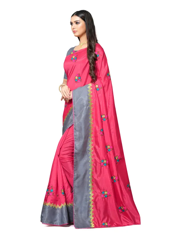Pink_Silk_Premium_&_Elegant_(_Embroidery_Border_Lace_Work_)_Saree_Saree_With_Blouse_Piece_For_Women