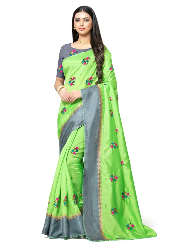 Green_Silk_Premium_&_Elegant_(_Embroidery_Border_Lace_Work_)_Saree_Saree_With_Blouse_Piece_For_Women