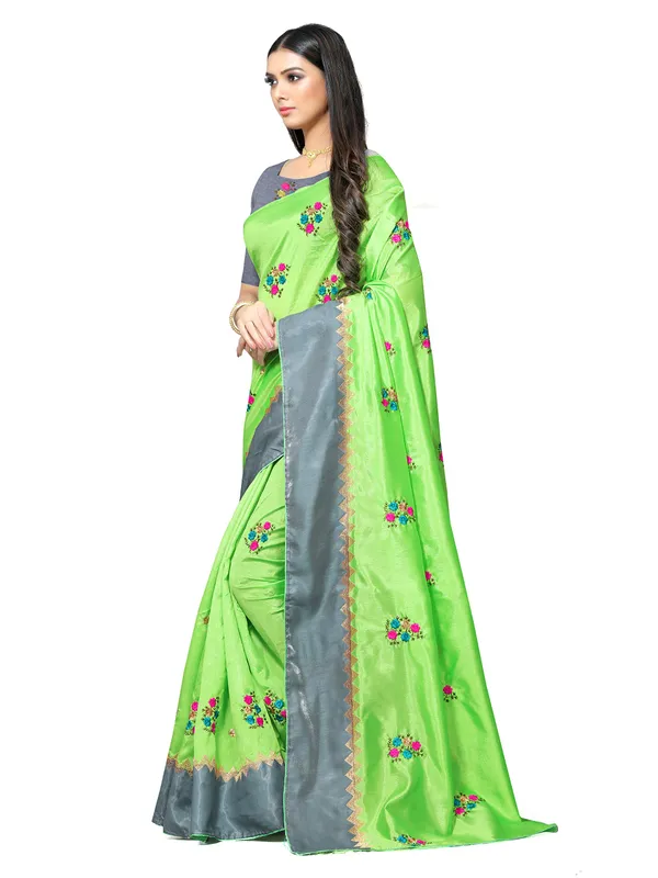 Green_Silk_Premium_&_Elegant_(_Embroidery_Border_Lace_Work_)_Saree_Saree_With_Blouse_Piece_For_Women