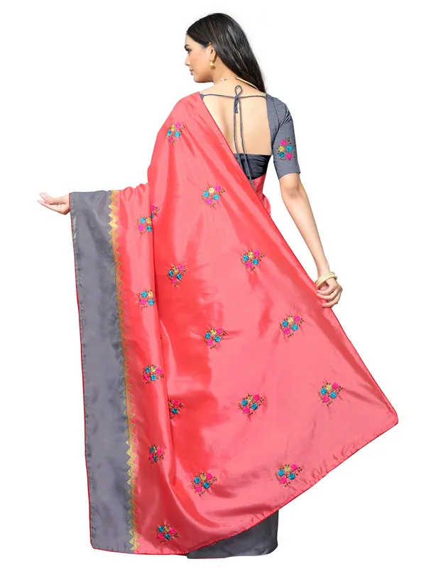 Peach_Silk_Premium_&_Elegant_(_Embroidery_Border_Lace_Work_)_Saree_Saree_With_Blouse_Piece_For_Women