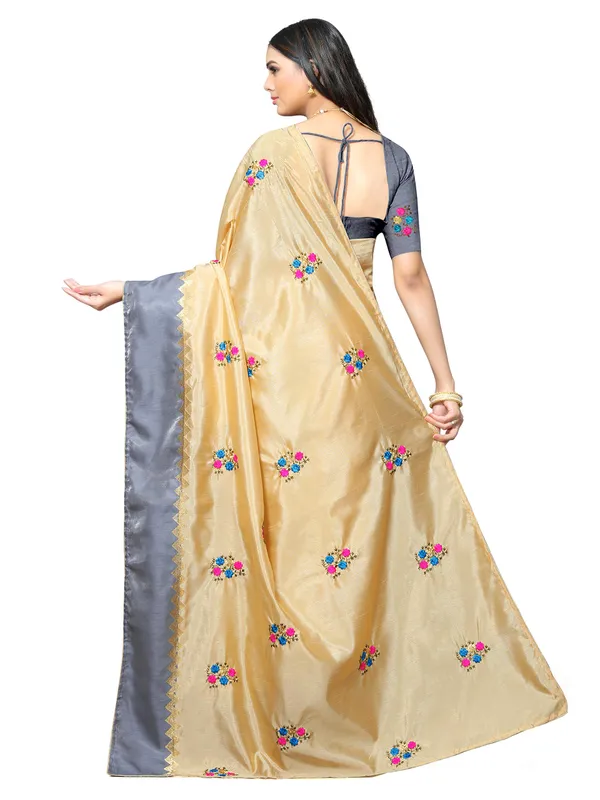 Cream_Silk_Premium_&_Elegant_(_Embroidery_Border_Lace_Work_)_Saree_Saree_With_Blouse_Piece_For_Women