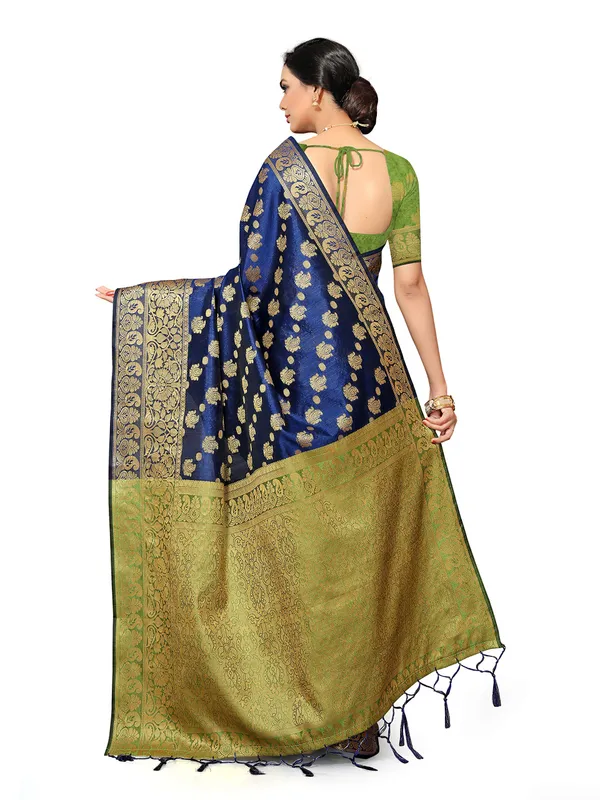 Navy_Blue_Silk_Premium_&_Elegant_(_Heavy_Tassels_Zari_Work_)_Banarasi_Saree_With_Blouse_Piece_For_Women