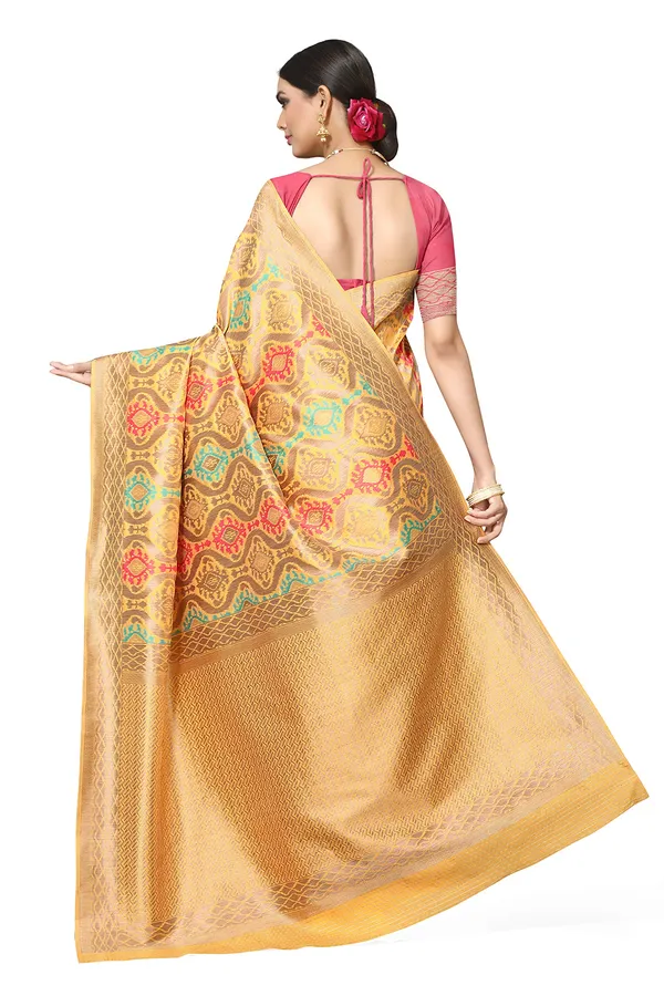 Yellow_Poly_Silk_Jacquard_Premium_&_Elegant_Banarasi_Patola_Saree_With_Blouse_Piece_For_Women