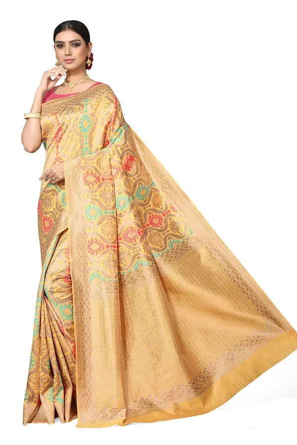 Yellow_Poly_Silk_Jacquard_Premium_&_Elegant_Banarasi_Patola_Saree_With_Blouse_Piece_For_Women