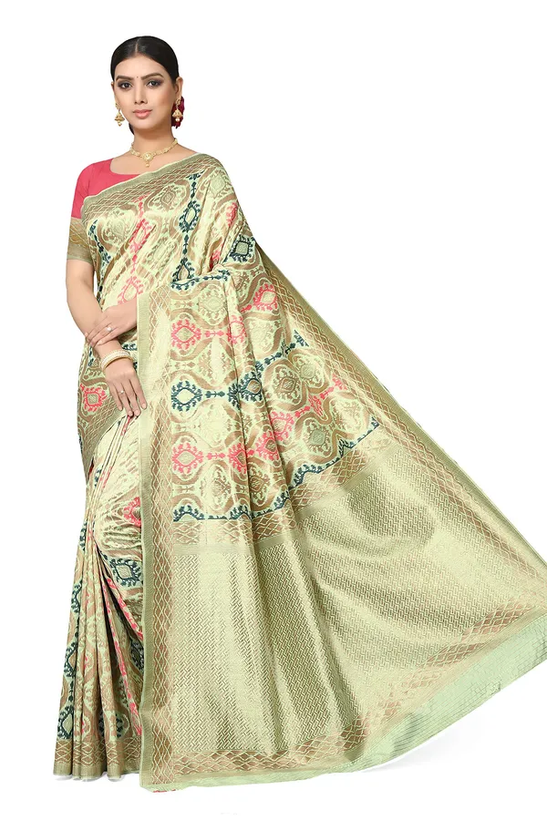 Green_Poly_Silk_Jacquard_Premium_&_Elegant_Banarasi_Patola_Saree_With_Blouse_Piece_For_Women