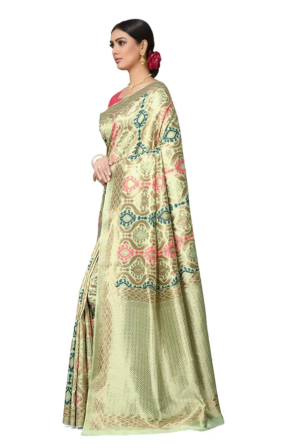 Green_Poly_Silk_Jacquard_Premium_&_Elegant_Banarasi_Patola_Saree_With_Blouse_Piece_For_Women