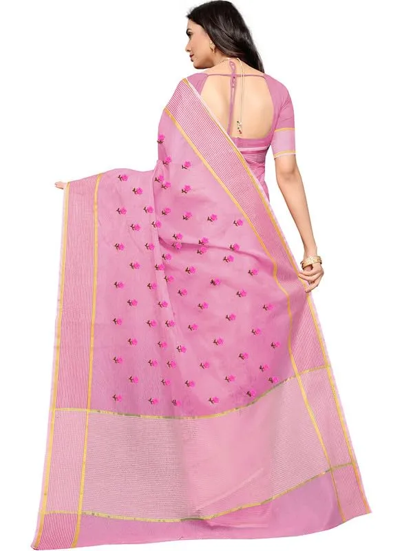 Pink_Super_Net_Premium_&_Elegant_(_Embroidered_Floral_Thread_Work,_Ethnic_Motifs,_Zari_Strip_Border_&_Pallu_)_Saree_Saree_With_Blouse_Piece_For_Women