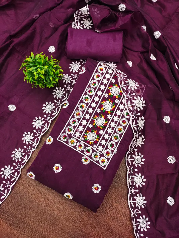 Violet_Chanderi_Cotton_Embroidered_Salwar_Suit_Dress_Material_With_Santoon_Bottom_&_Dupatta_Unstitched