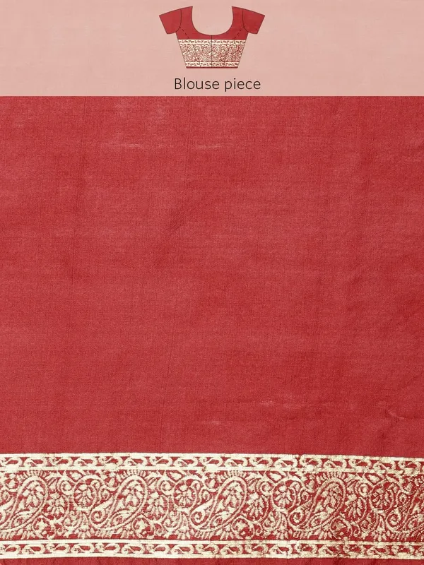 Red_Polyester_Silk_Jacquard_Premium_&_Elegant_(_Zari_Border_)_Banarasi_Plain_Border_Saree_With_Blouse_Piece_For_Women